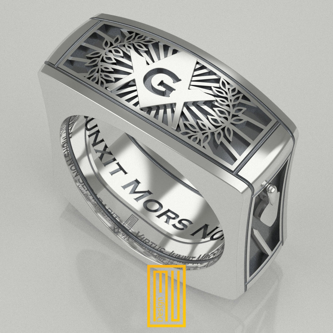 Masonic Ring Square Style - Handmade Men's Jewelry, Freemason Ring, Esoteric & Mystic Gift