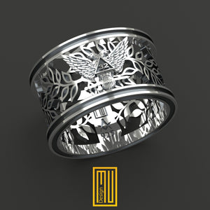 Scottish Rite 32nd Degree Wedding Ring with Acacia