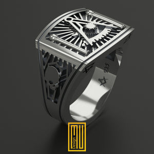 Past Master Ring 925k Sterling Silver - Handmade Men's Jewelry, Masonic Gift, Unique Design