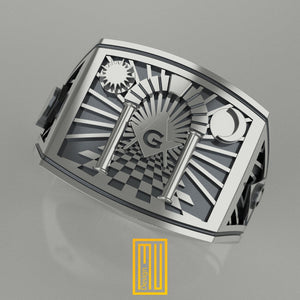 Solomon's Temple Archway Ring 925k Sterling Silver - Freemason Signet Ring, Handmade Men's Jewelry