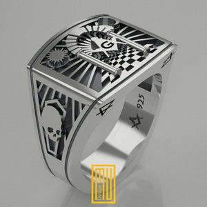 Solomon's Temple Archway Ring 925k Sterling Silver - Freemason Signet Ring, Handmade Men's Jewelry