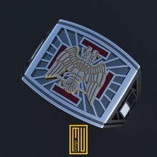 Scottish Rite Masonic Ring for 30th Degree, 925k Solid Sterling with 14k Rose Gold - Freemason Signet Ring, Handmade Men's Jewelry