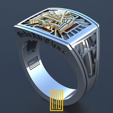 Scottish Rite Ring 32nd Degree 14k Rose Gold - 925k Sterling Silver Real Diamond and Enamel - Handmade Jewelry