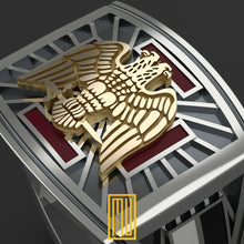 Scottish Rite Masonic Ring for 30th Degree, 925k Solid Sterling with 14k Rose Gold - Freemason Signet Ring, Handmade Men's Jewelry