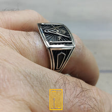 Masonic Ring Men 925k Sterling Silver - Freemason Signet Ring, Handmade Men's Jewelry