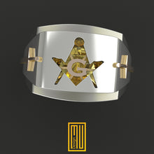 Masonic Ring with Amber Gemstone 925k Sterling Silver - Freemason Signet Ring - Handmade Men's Jewelry