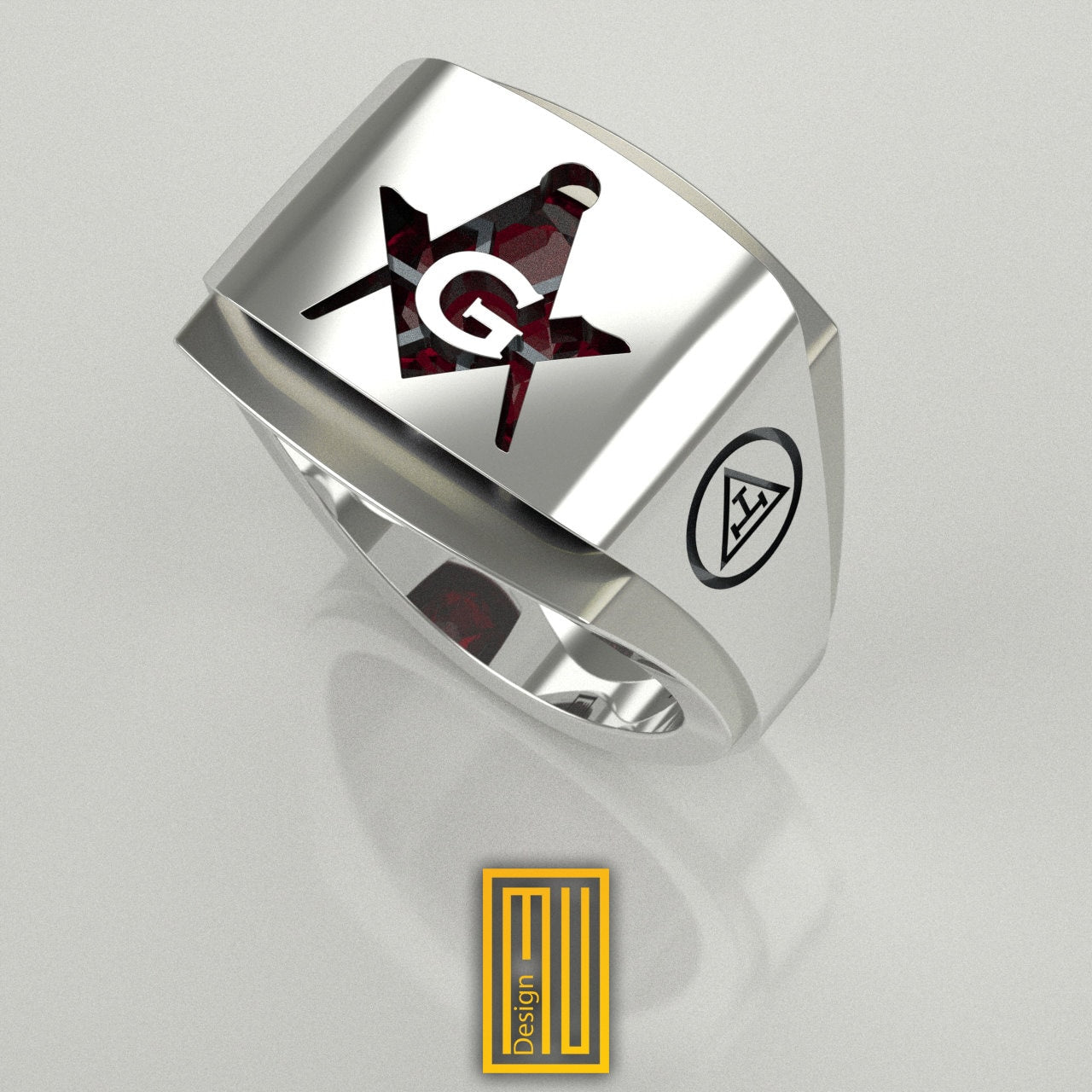 Ring for York Rite with Zirconia Ruby