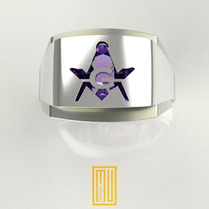 Masonic Ring  with Amethyst Gemstone