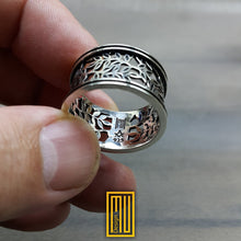 Masonic Ring 925k Sterling Silver with Acacia Symbols - Handmade Men's Jewelry