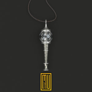 Golden or Silver Pendant Indian Mystic Hanuman's Gada - Handmade Jewelry, Unique Gift