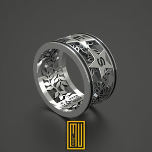 Order of the Eastern Star Ring with 925k Sterling Silver - Handmade Jewelry, Masonic Ring