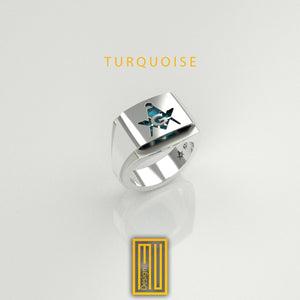 Master Mason Ring with  Gemstone