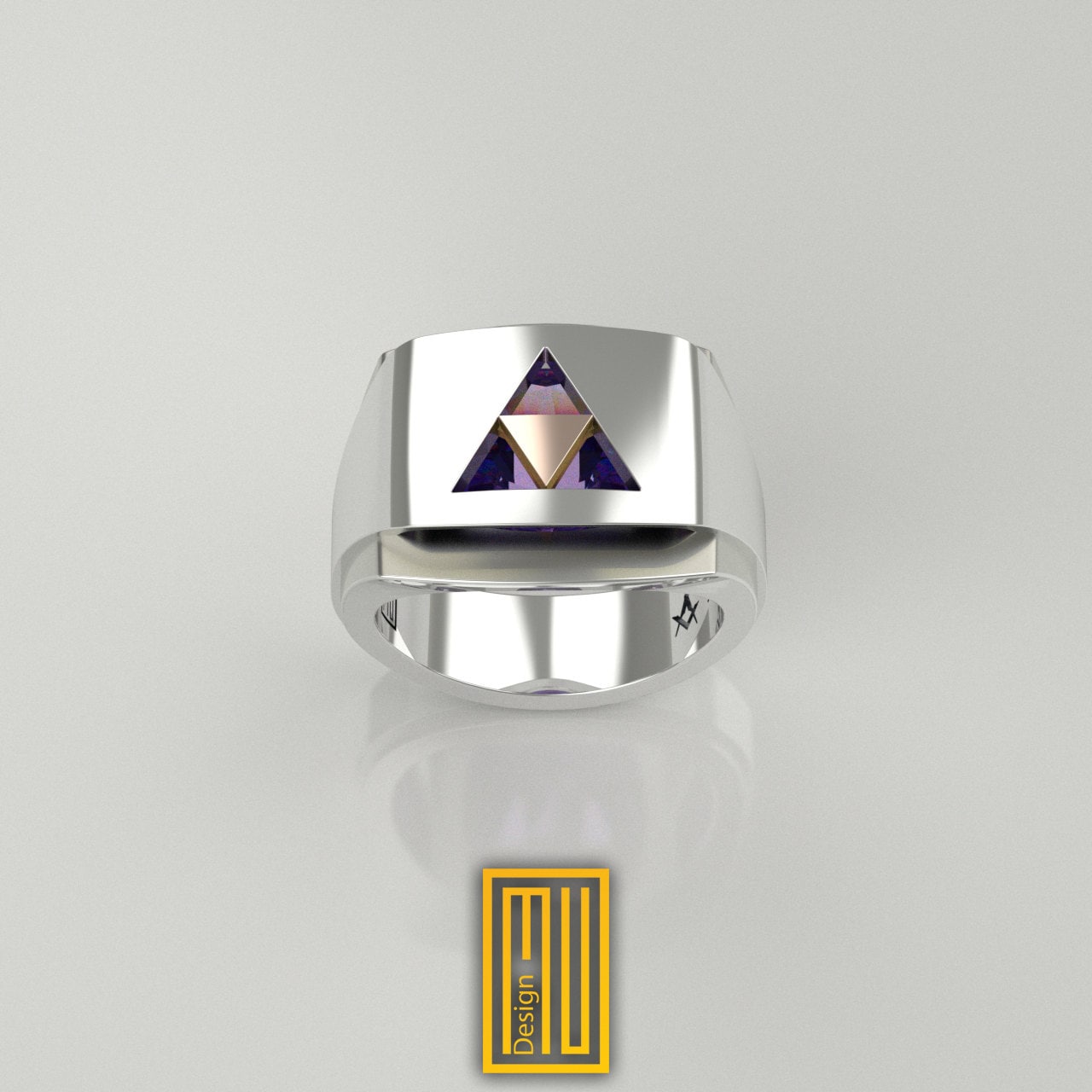 Triangle Ring with Amethyst Gemstone