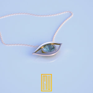 Masonic Necklace All Seeing Eye with Emerald 18k Gold - Masonic Design, Handmade Jewelry, Custom Gift
