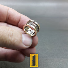 Anniversary Ring with 18k White gold and Rose Gold - Acacia Symbols - Wedding Ring, Engagement Ring, Handmade Jewelry