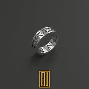 Masonic Anniversary Ring with 14k Rose Gold and Silver - Handmade Men's Jewelry
