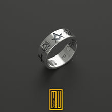 Civil War Ring with Old Masonic Symbols 925k Sterling Silver