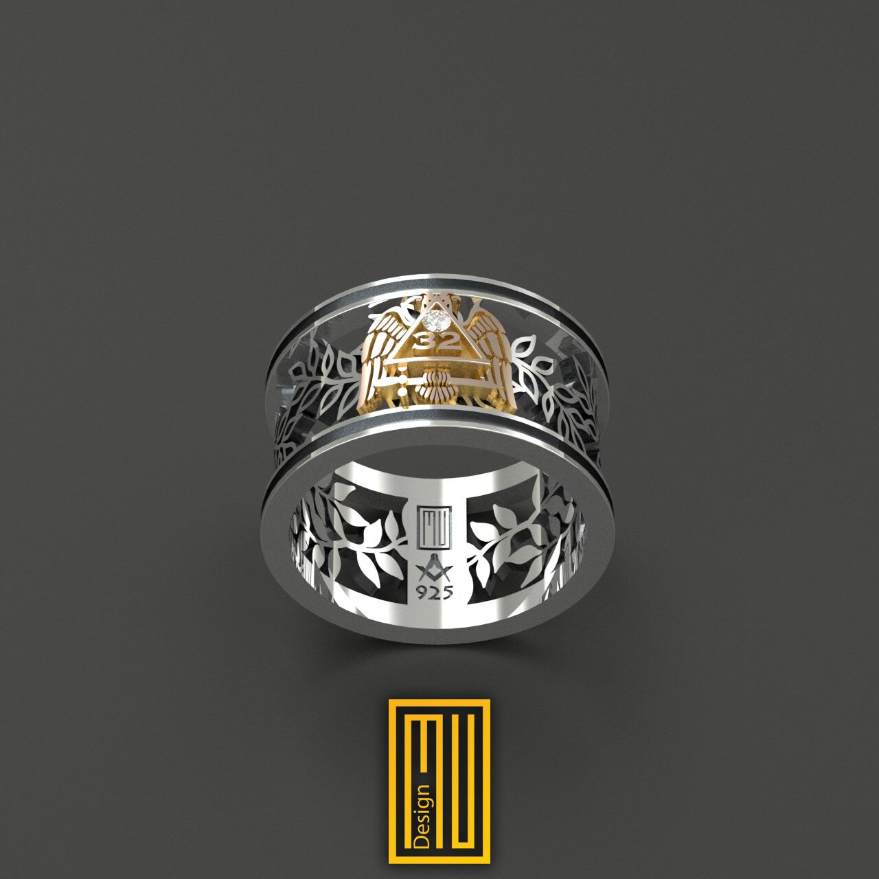 Scottish Rite 32nd Degree Ring With Diamond