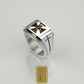 Knights Templar Ring with Citrine Gemstone - 925k Sterling Silver, Handmade Men's Masonic Jewelry