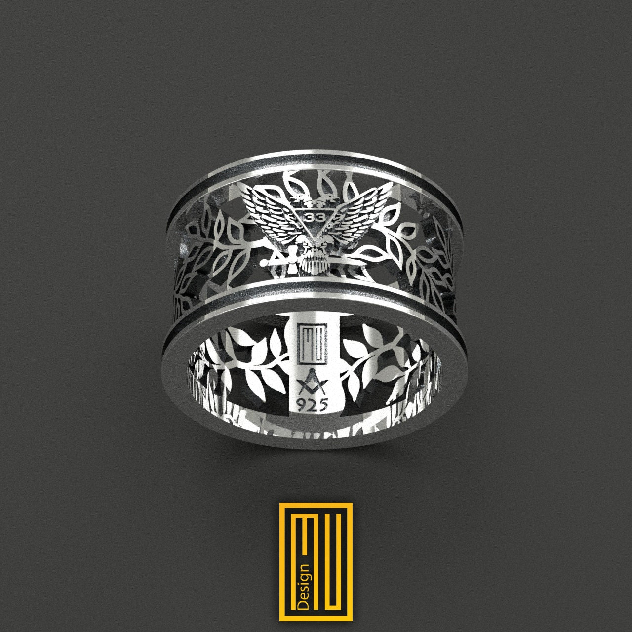 Ring with Acacia Leaves for 33rd Degree