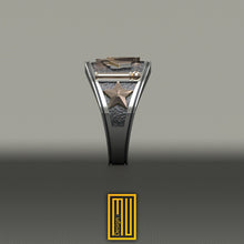 Texas State Sign, Cigar Band Style Masonic Ring, 14k Rose Gold, 925K Sterling Silver - Esoteric & Mystic Gift