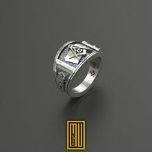 Bant Style Pennsylvania State Sign Masonic Ring, 925k Sterling Silver - Handmade Men's Jewelry, Masonic Ring