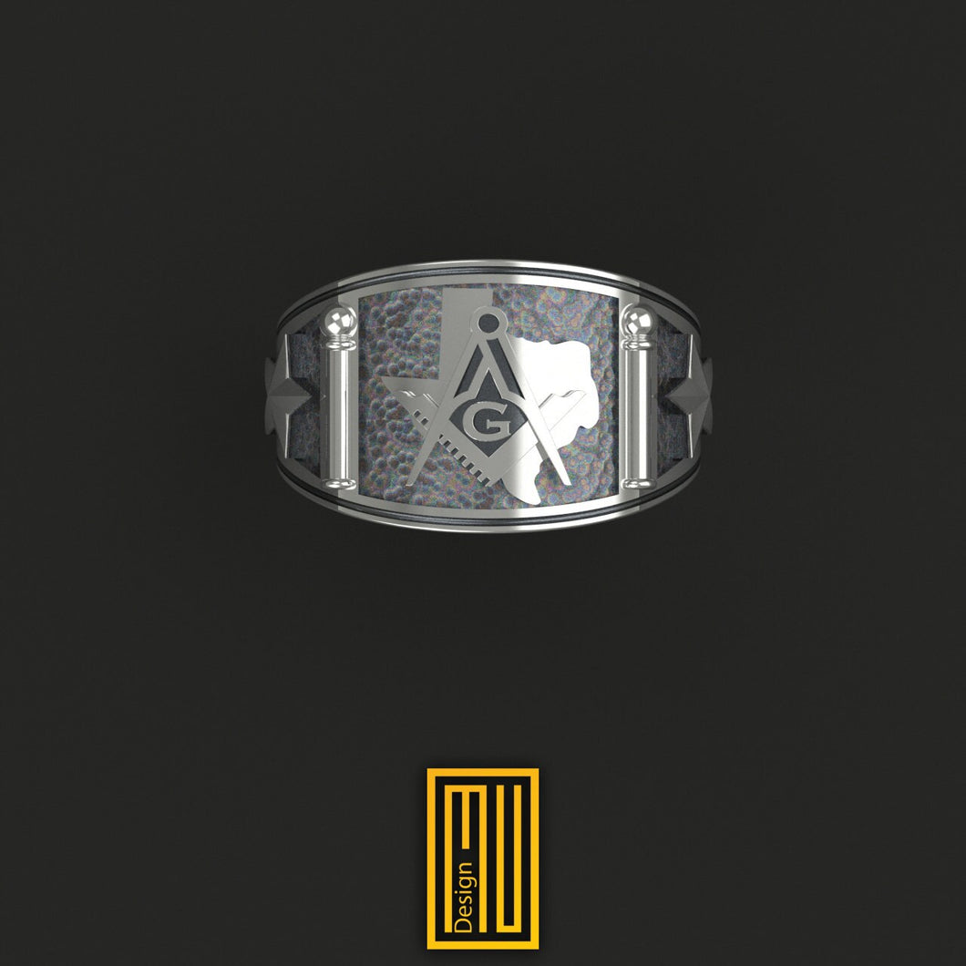Texas State Sign Masonic Ring - Handmade Men's Jewelry, Freemason Ring, Esoteric & Mystic Gift