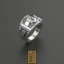 Band Style Massachusetts State Sign Ring - Handmade Men's Jewelry, Freemason Ring, Esoteric & Mystic Gift