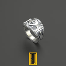 Band Style Ring with Florida State Map - Handmade Men's Jewelry, Freemason Ring, Esoteric & Mystic Gift