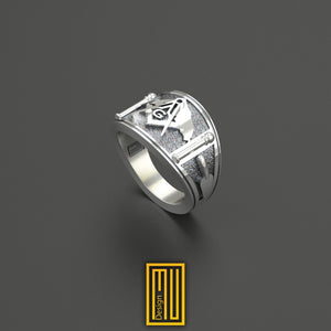 Band Style Ring with Florida State Map - Handmade Men's Jewelry, Freemason Ring, Esoteric & Mystic Gift