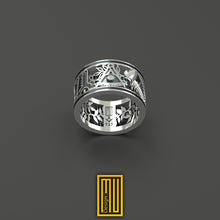 Masonic Band Style Past Master Ring, 925k Sterling Silver - Handmade Men's Jewelry